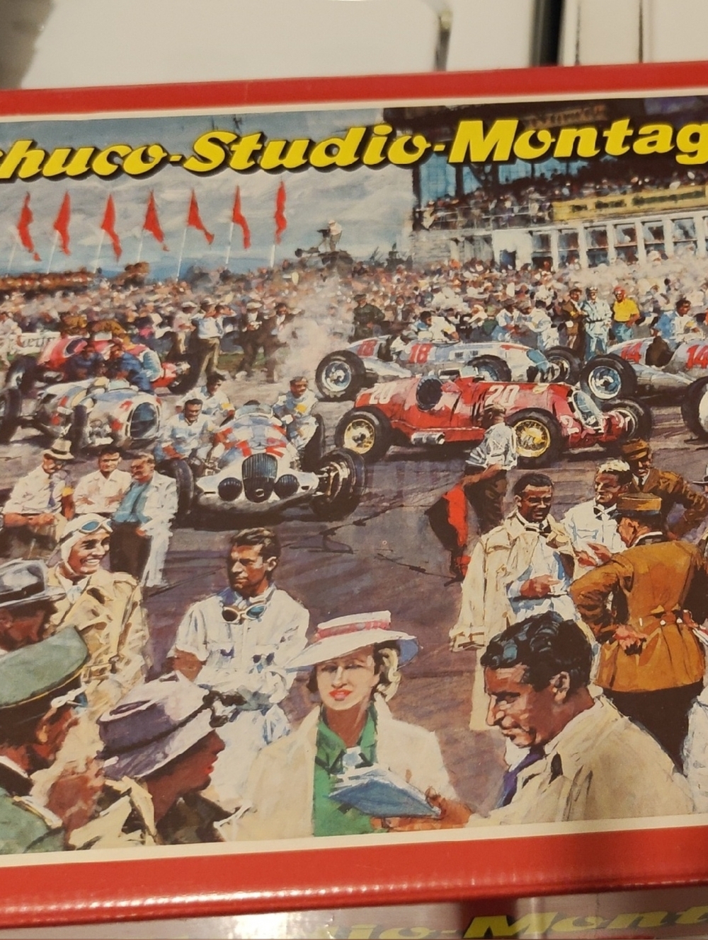 Studio-Montage Vintage Racing Poster Print - Red Accent